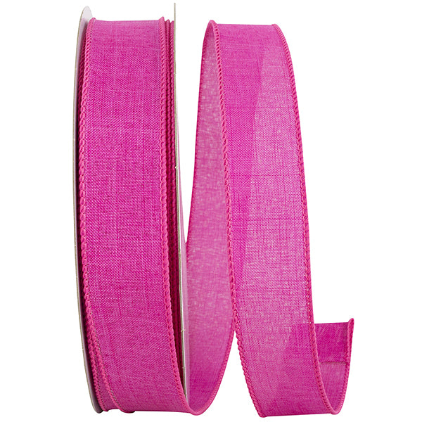 1.5"X50YDS Fuchsia Everyday Linen Value Wired Edge Ribbon