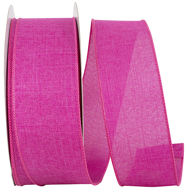 2.5"X50YDS Fuchsia Everyday Linen Value Wired Edge Ribbon