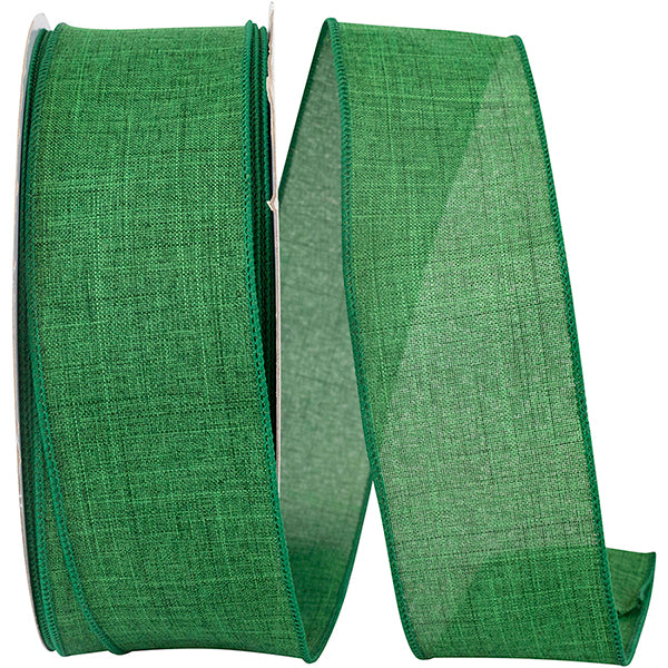 2.5"X50YDS Green Everyday Linen Value Wired Edge Ribbon