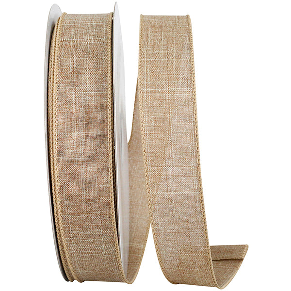 1.5"X50YDS Natural Everyday Linen Value Wired Edge Ribbon