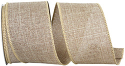2.5" Natural Linen Wired Edge Ribbon- 10 Yards