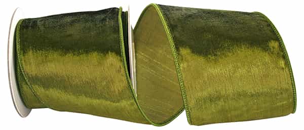 4" x 5YDS Olive Plush Velvet Wired Edge Ribbon