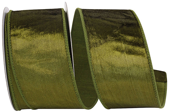 2.5" Olive Plush Velvet Elite Wired Edge Ribbon- 10 Yards