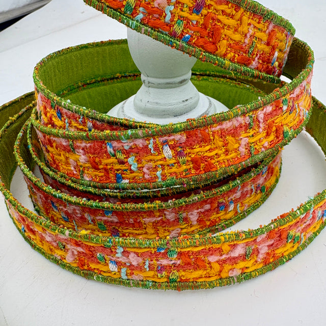 1" Orange | Green | Blue | Boucle Dupioni Ribbon- 10 Yards