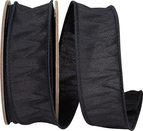Dupioni Supreme Wired Edge Ribbon | Black – 7/8", 1.5", & 4" Widths | 10 Yards Each