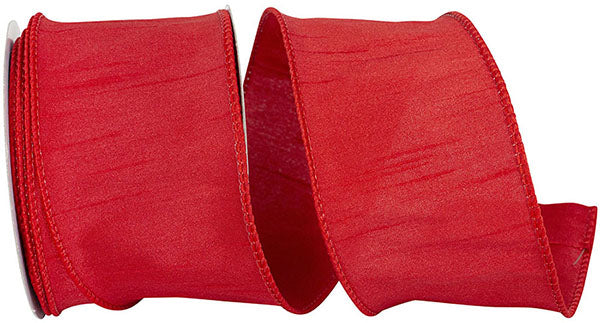 Dupioni Supreme Wired Edge Ribbon | Red – 7/8", 1.5", 2.5" & 4" Widths | 10 or 50 YDS