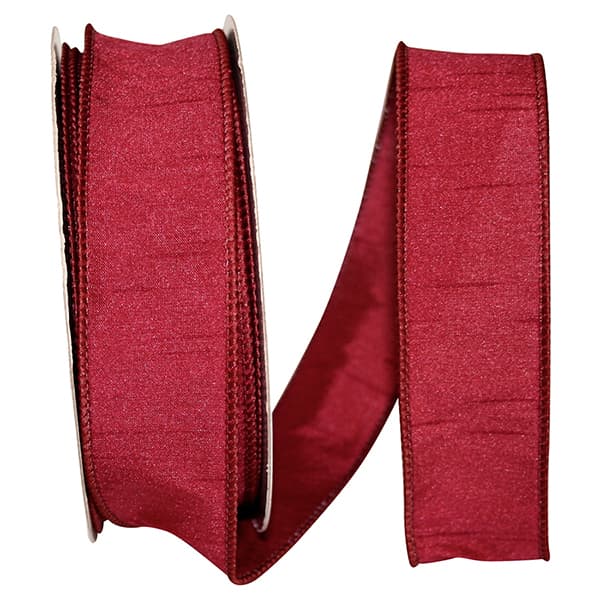 1.5"x20" Wine Dupioni Supreme Wired Edge Ribbon