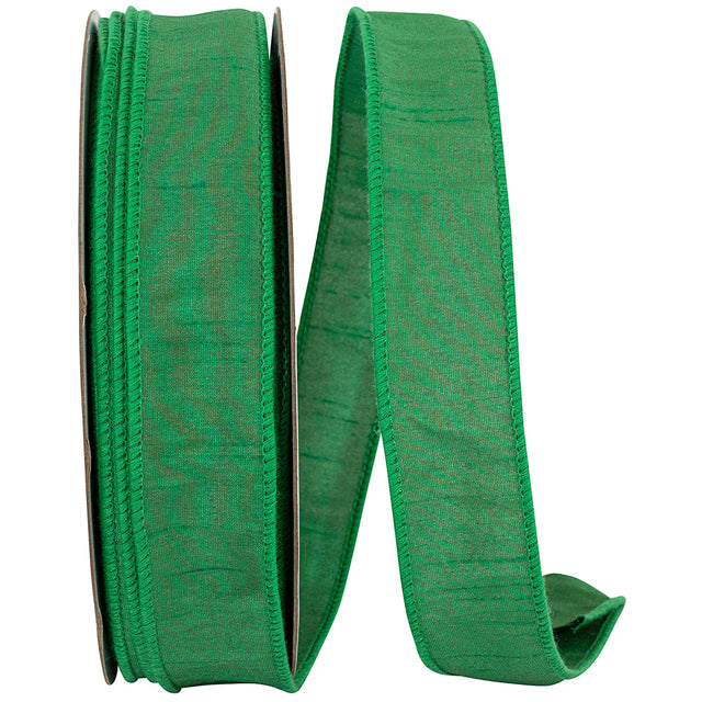 Dupioni Supreme Wired Edge Ribbon | Emerald Green – 1.5", 2.5", & 4" Widths | 10 or 50 YDS