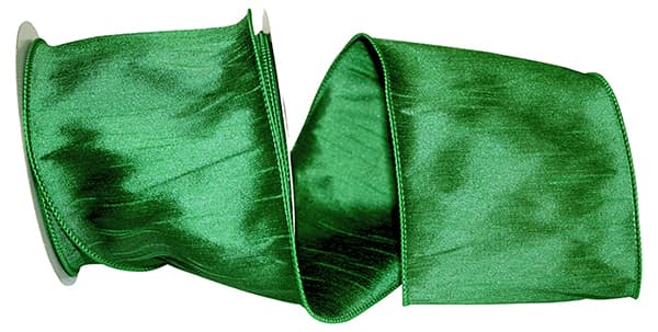 Dupioni Supreme Wired Edge Ribbon | Emerald Green – 1.5", 2.5", & 4" Widths | 10 or 50 YDS