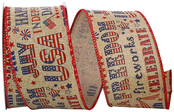 2.5" x10YDS Natural Linen | Americana Vintage | Wired Ribbon