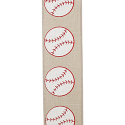 2.5"X10YDS Baseball Linen Sparkle Wired Edge Ribbon