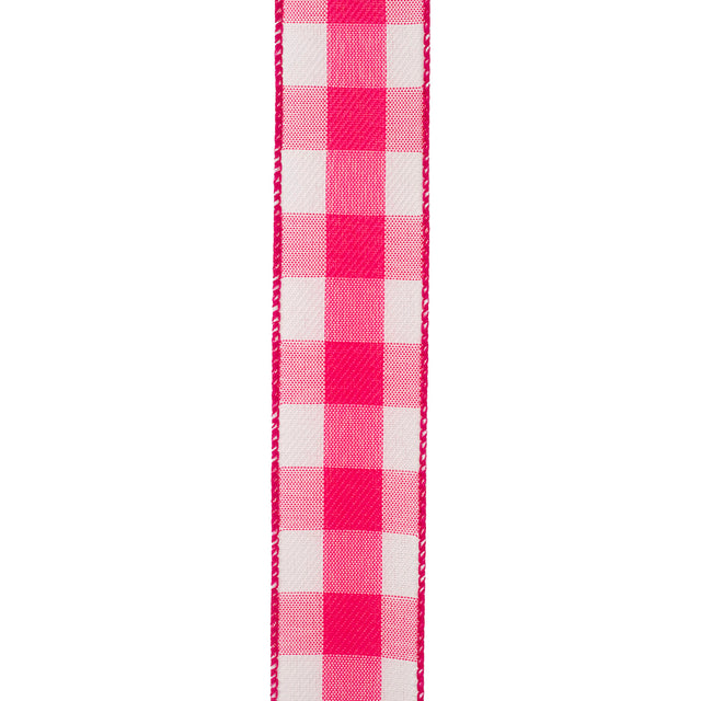 1.5" Fuchsia Celine Check Plaid Twill Wired Edge | 10 Yards