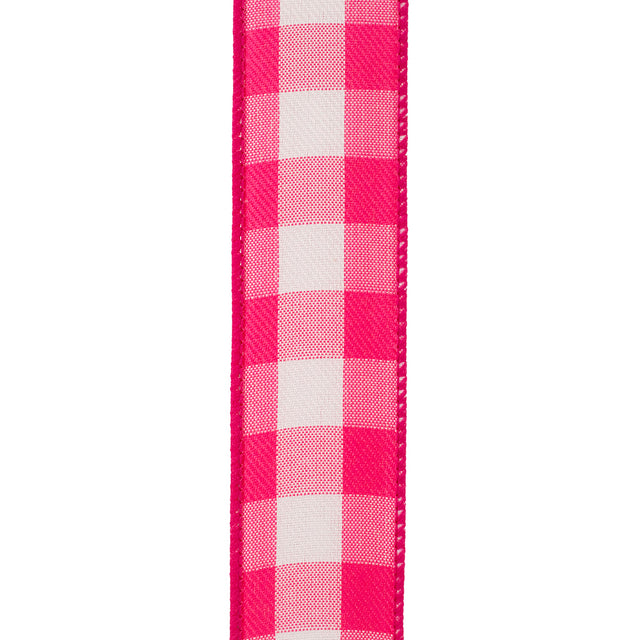 1.5" Fuchsia Celine Check Plaid Twill Wired Edge | 50 Yards