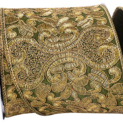 4" X 5 YD Antique Embroidery Filigree Wired Ribbon