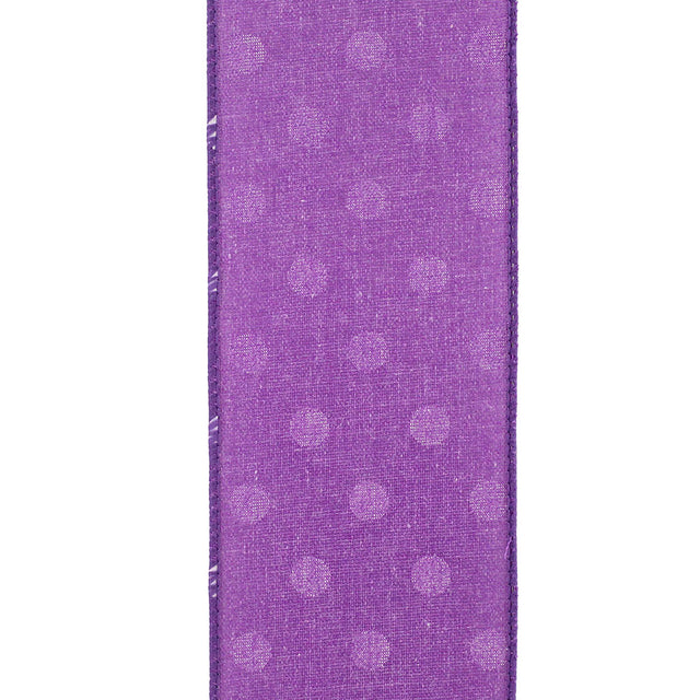 2.5"X10YDS Aspirin Dot Purple Linen Wired Edge Ribbon