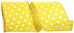 4" x 10YDS Yellow Aspirin Dot Linen Ribbon