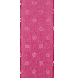2.5"X10YDS Aspirin Dot Pink Linen Wired Edge Ribbon