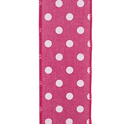 2.5"X10YDS Aspirin Dot Pink Linen Wired Edge Ribbon