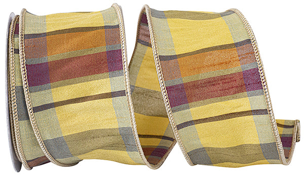 Plaid Barry Tierra Dupioni Wired Edge Ribbon | 2.5" and 4" | 10YDS