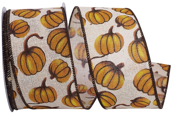 2.5" x 10 YDS Pumpkin Tumble Hopsack Wired Ribbon