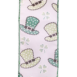 2.5"X10YDS Hats&Clovers St. Patricks Wired Edge Ribbon