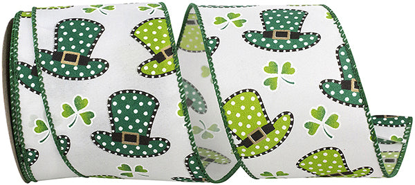 2.5"X10YDS Hats&Clovers St. Patricks Wired Edge Ribbon