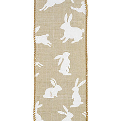 2.5"X10YDS Linen Bunny Hop Wired Edge Ribbon
