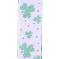 2.5"X10YDS Clover Glitter Tossed St. Patricks Wired Edge Ribbon