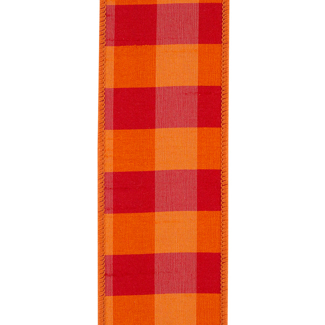 2.5" X 5 YD Dupioni Tierra Check Wired Ribbon