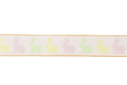 1.5"X10YDS Bunny Hop & Repeat Linen Wired Edge Ribbon