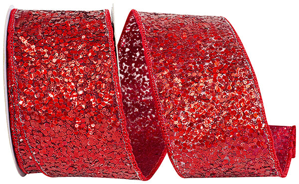 2.5" Sequin Glitter Deluxe Wired Edge Ribbon l 5 Yards