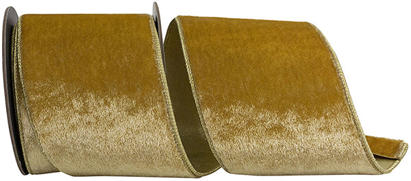 4" Champagne Velvet Plush Wired Edge Ribbon- 5 Yards