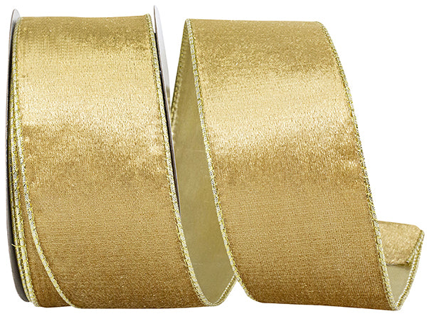 2.5" x 10 YDS Gold Velvet Luxe Metallic Back Ribbon