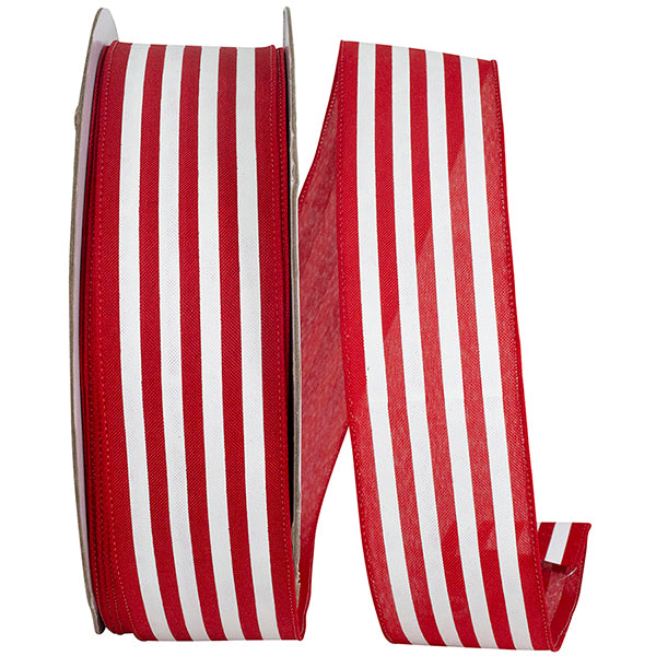 2.5"X50YDS Striped Linen Value Wired Edge Ribbon