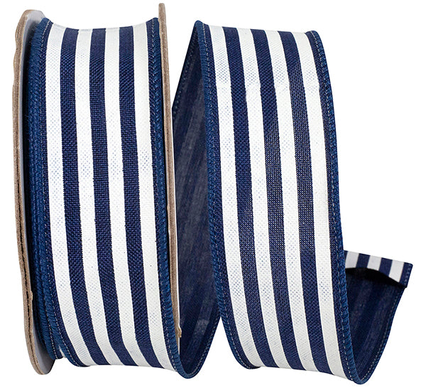 1.5"X10YDS Striped Linen Value Wired Edge Ribbon