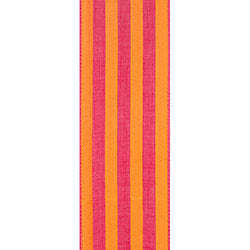 2.5"X10YDS Broad Striped Linen Value Wired Edge Ribbon