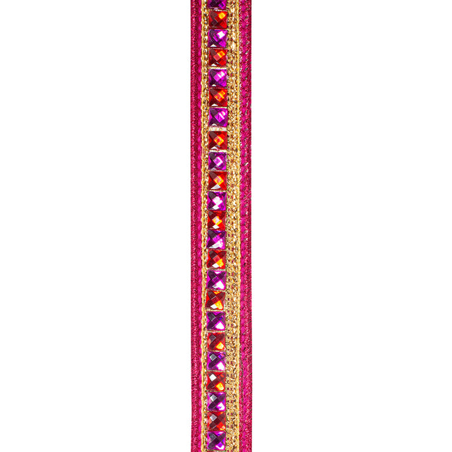 7/8"X5YDS Red & Fuchsia Jewel Accent Metallic Backed Wired Ribbon