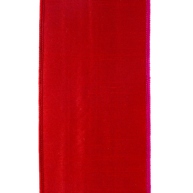 4" x 5 YDS Stripe Trimming Overlay Red/Fuchsia Dupioni Deluxe Ribbon