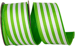 2.5" x 10YDS Lime Striped Twill Dupioni Backed Ribbon