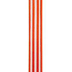 1"X10YDS Orange&White Striped Twill Deluxe Dupioni Backed Wired Ribbon