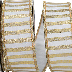 1.5" x 5YD Metallic Bars Wired Ribbon