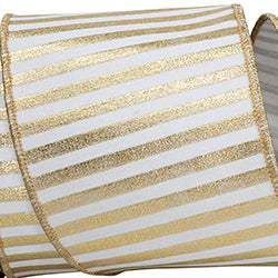 4" x 5 YD Metallic Bars Wired Ribbon