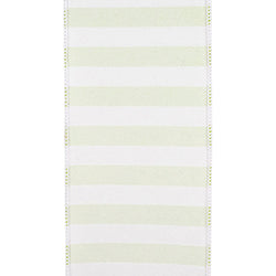 4"X10YDS Lime&White Cabana Striped Deluxe Fused Wired Edge Ribbon
