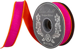 1"X10YDS Orange&Fuchsia Dupioni Reversal Deluxe Backed Wired Edge Ribbon
