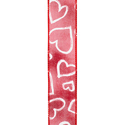 1.5"x10YDS Heart Outlines Iridescent Sparkle Wired Edge Ribbon