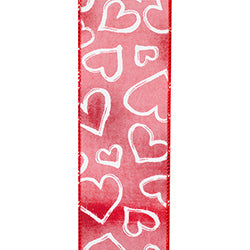 2.5"x10YDS Heart Outlines Iridescent Sparkle Wired Edge Ribbon