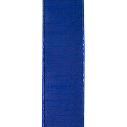 2.5"X10YDS Blue Watercolor Check Deluxe Dupioni Backed Wired Edge Ribbon