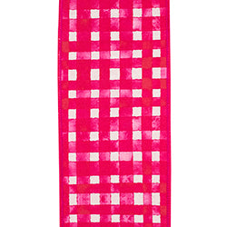 4"X10YDS Hot Pink Watercolor Check Deluxe Dupioni Backed Wired Edge Ribbon
