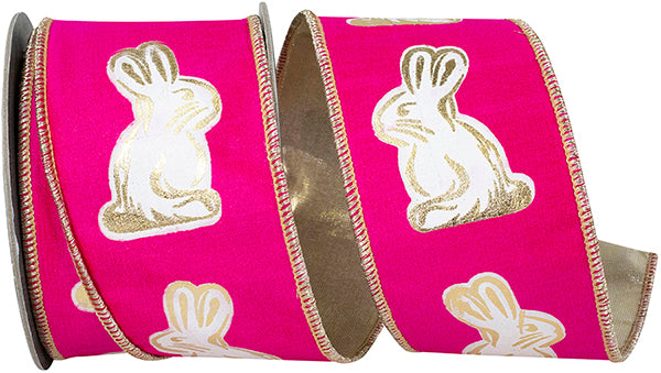 2.5"X10YDS Gilded Bunny Deluxe Metallic Backed Wired Edge Ribbon