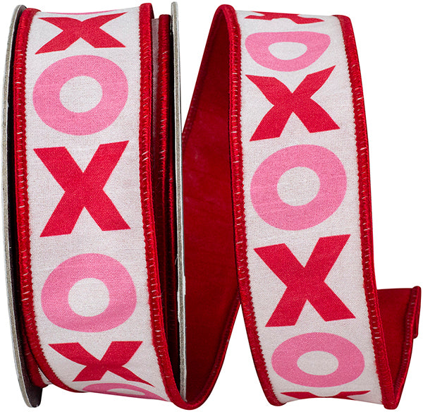 1.5"X10YDS XO Hugs&Kisses Dupioni Backed Wired Edge Ribbon